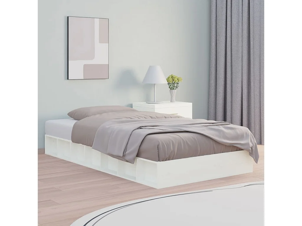 Cadre de lit sans matelas blanc 140x190 cm bois massif