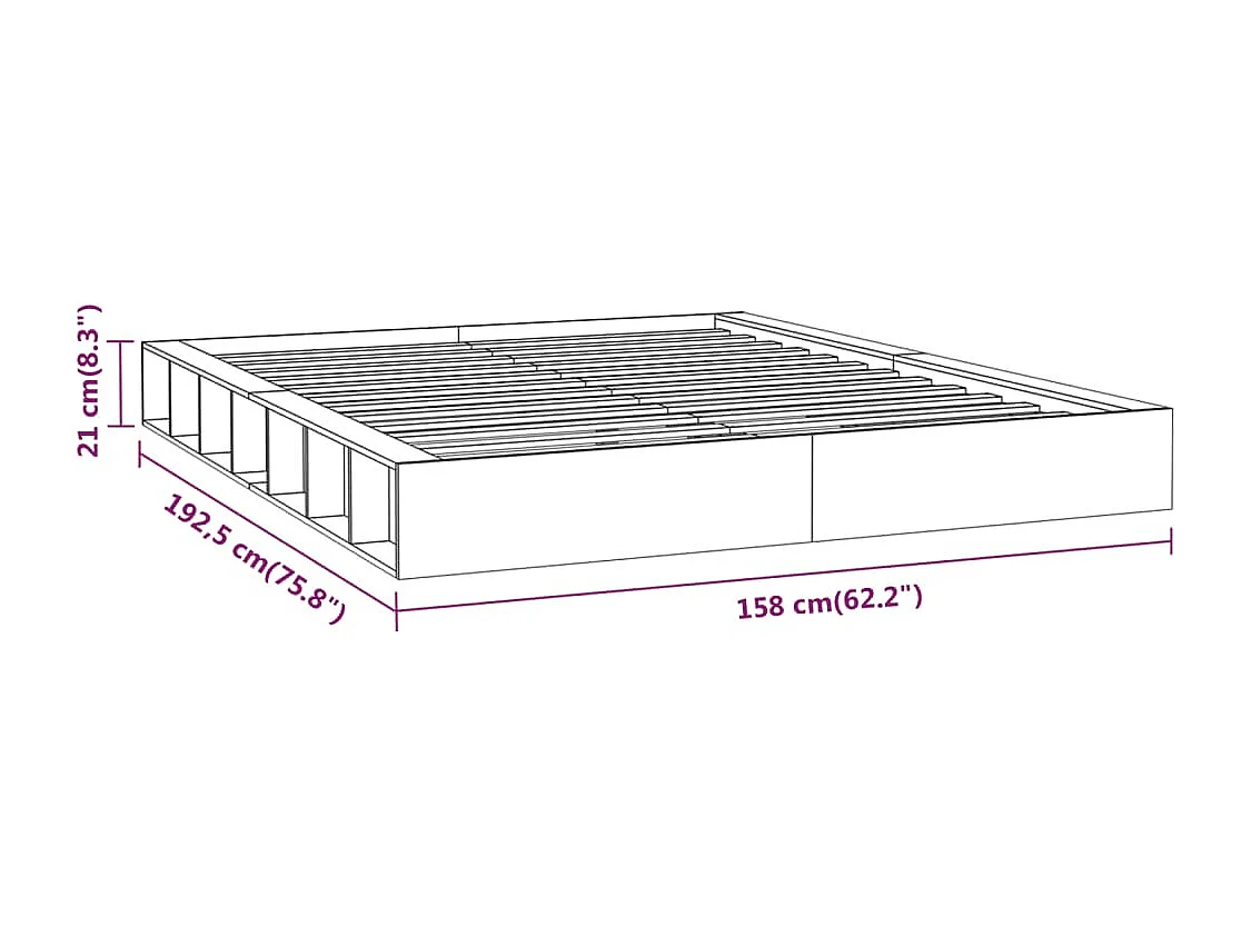 Cadre de lit sans matelas blanc 140x190 cm bois massif