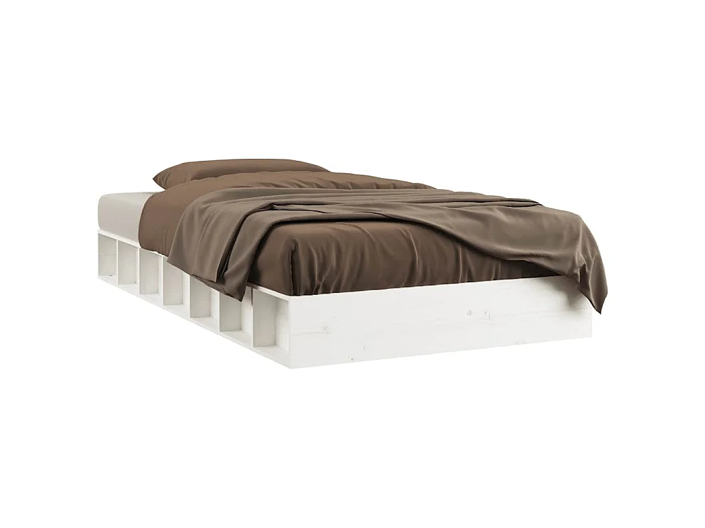Cadre de lit sans matelas blanc 140x190 cm bois massif
