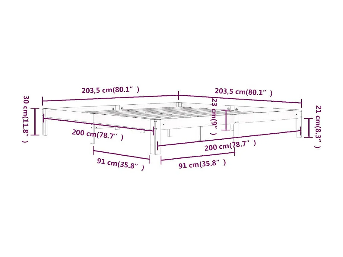 Giroletto in Legno Massello di Pino 200x200 cm
