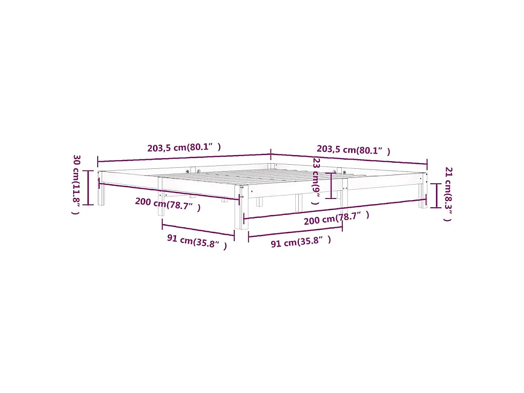 Giroletto in Legno Massello di Pino 200x200 cm