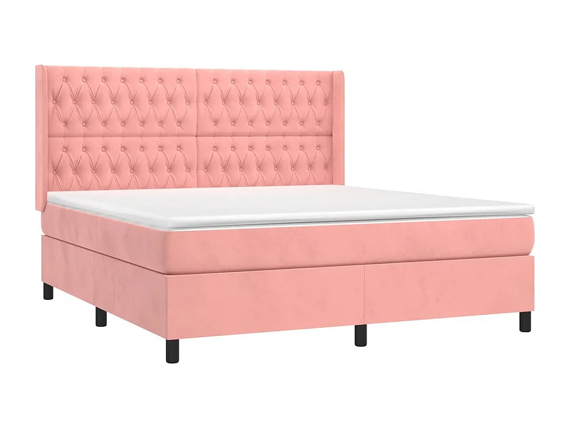 Boxspringbett mit Matratze & LED Rosa 160x200 cm Samt