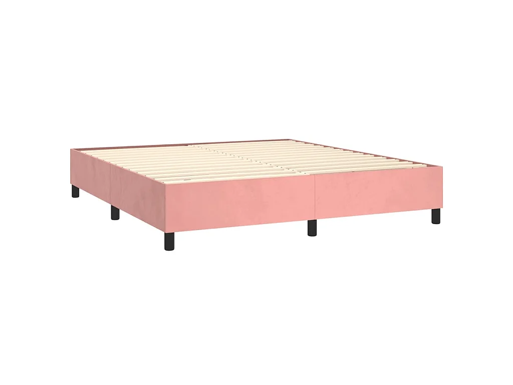 Letto a Molle con Materasso e LED Rosa 160x200 cm in Velluto