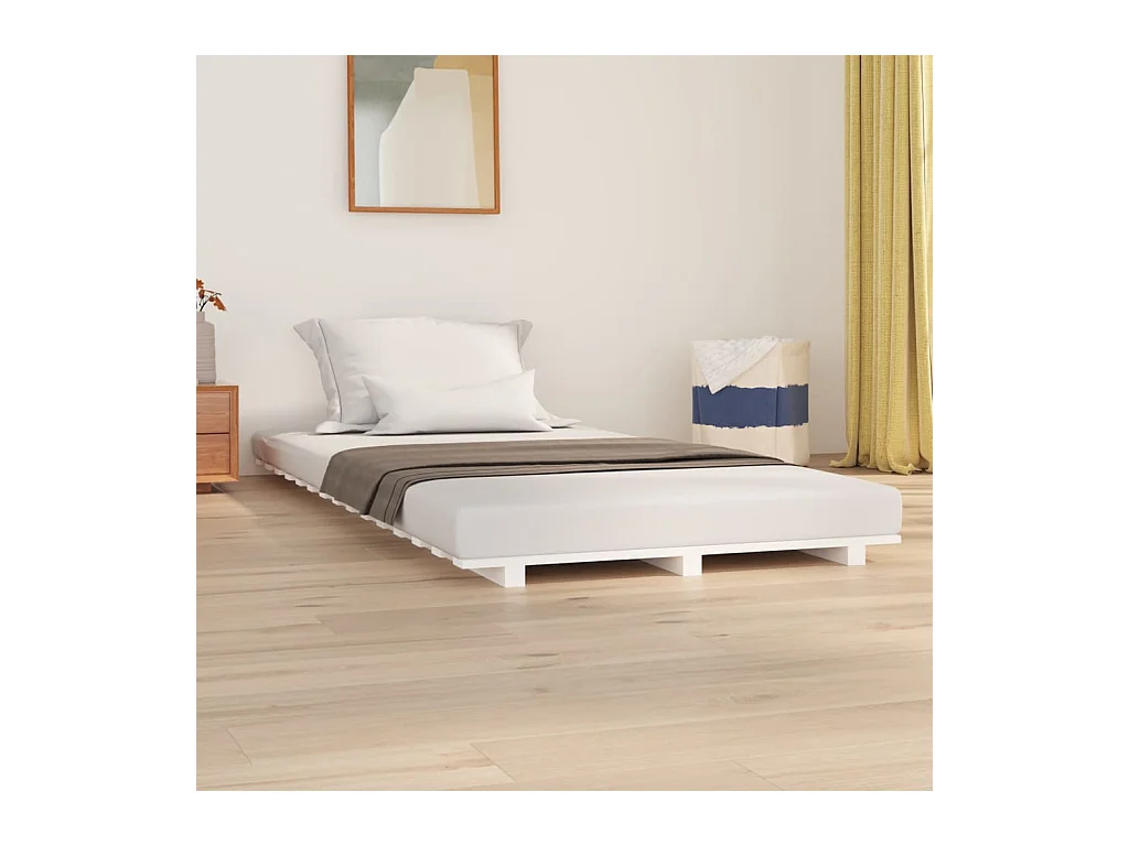 Bedframe massief grenenhout wit 100x200 cm