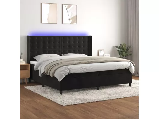 Kauf Unique Boxspringbett mit Matratze & LED Schwarz 200x200 cm Samt