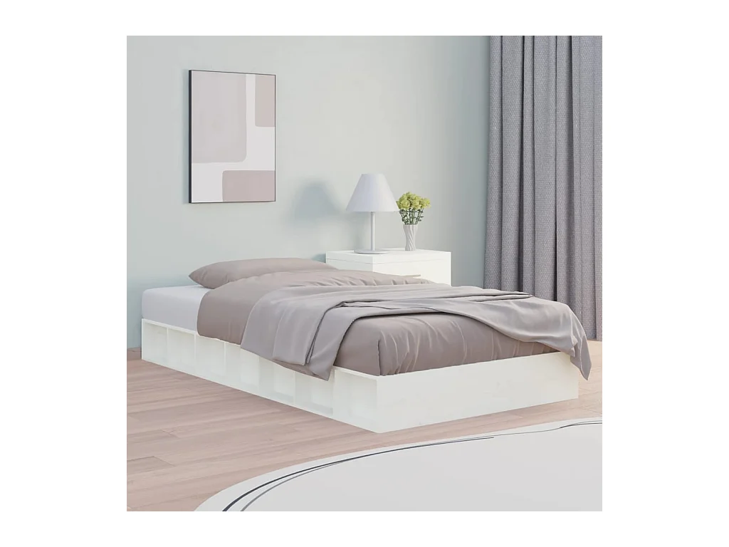 Cadre de lit sans matelas blanc 120x190 cm bois massif