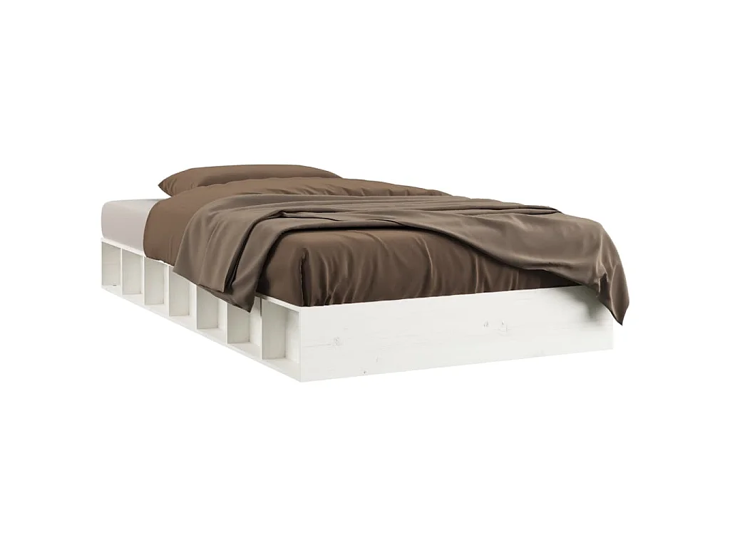 Estrutura cama pequena casal 120x190 cm pinho maciço branco