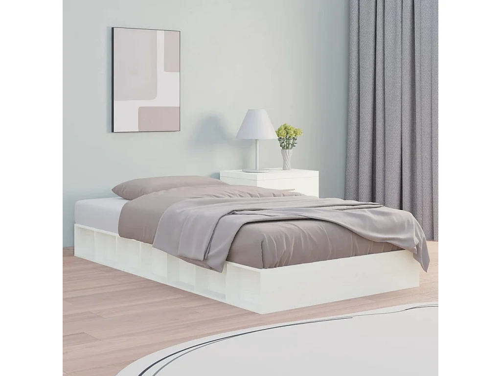 Estrutura cama pequena casal 120x190 cm pinho maciço branco