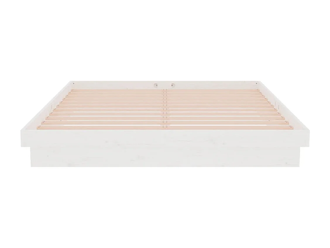 Bedframe massief hout wit 150x200 cm
