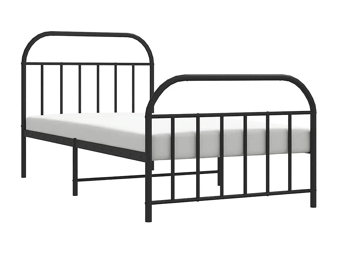Cadre de lit métal sans matelas avec pied de lit noir 100x190cm