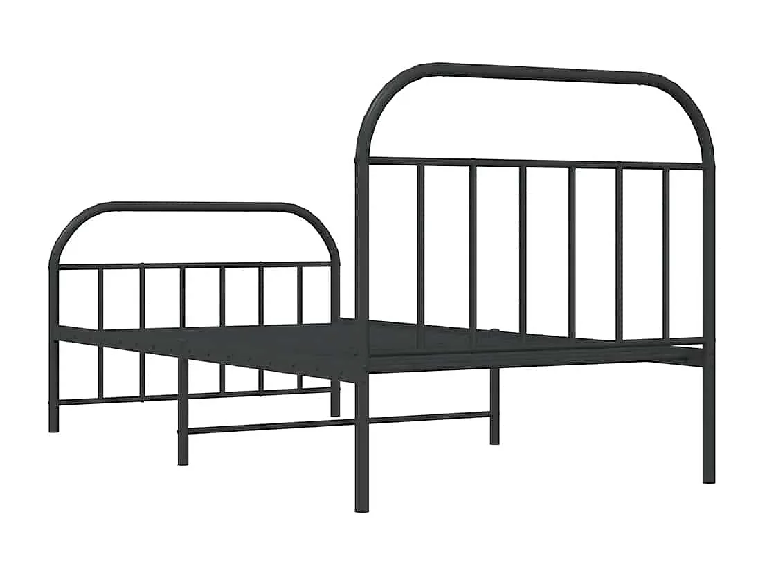 Cadre de lit métal sans matelas avec pied de lit noir 100x190cm