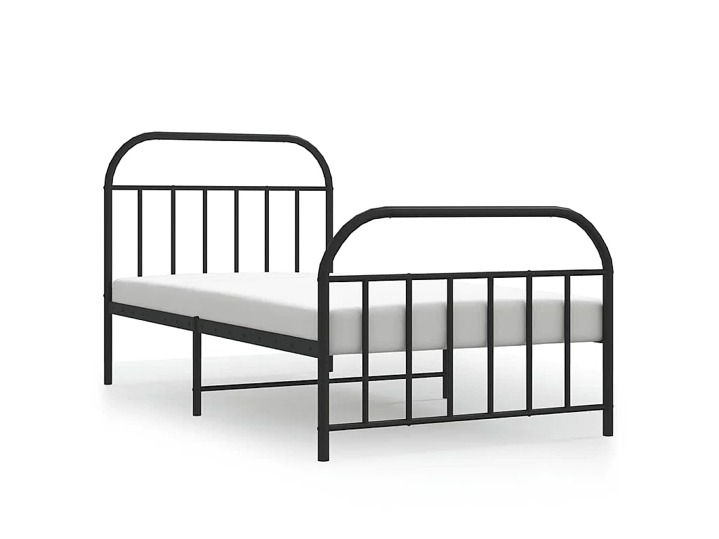 Bedframe met hoofd- en voeteneinde metaal zwart 100x190 cm
