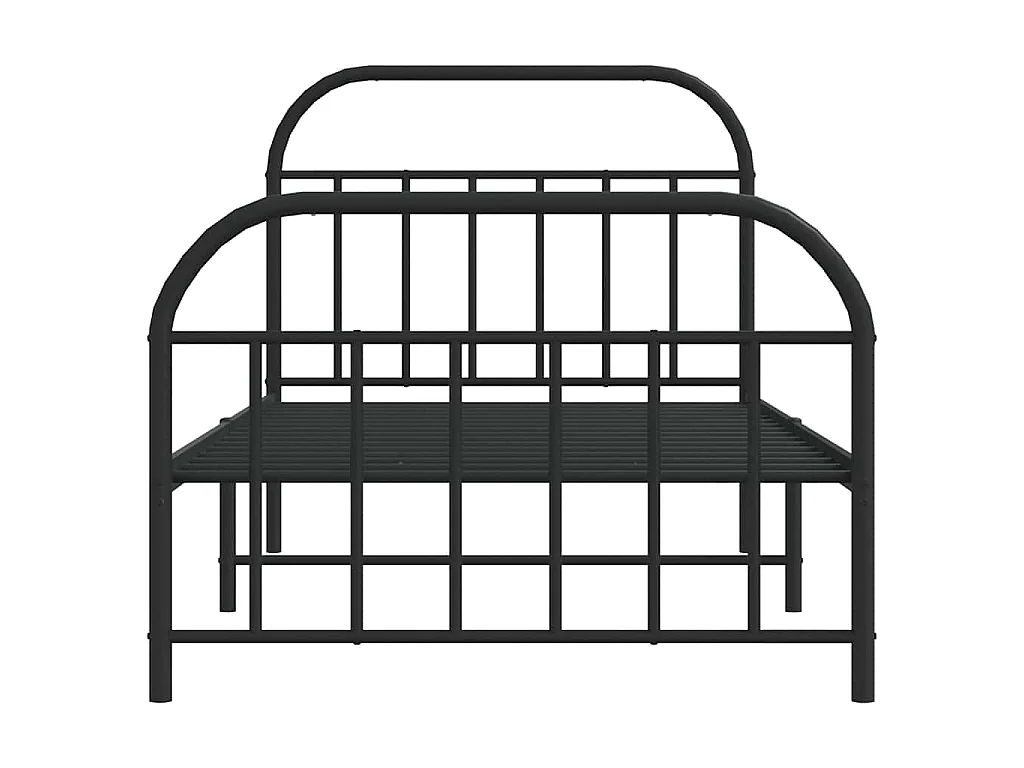 Cadre de lit métal sans matelas avec pied de lit noir 100x190cm