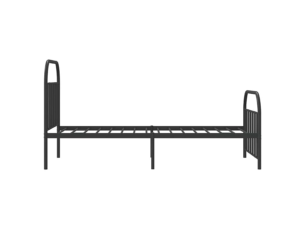Cadre de lit métal sans matelas avec pied de lit noir 100x190cm