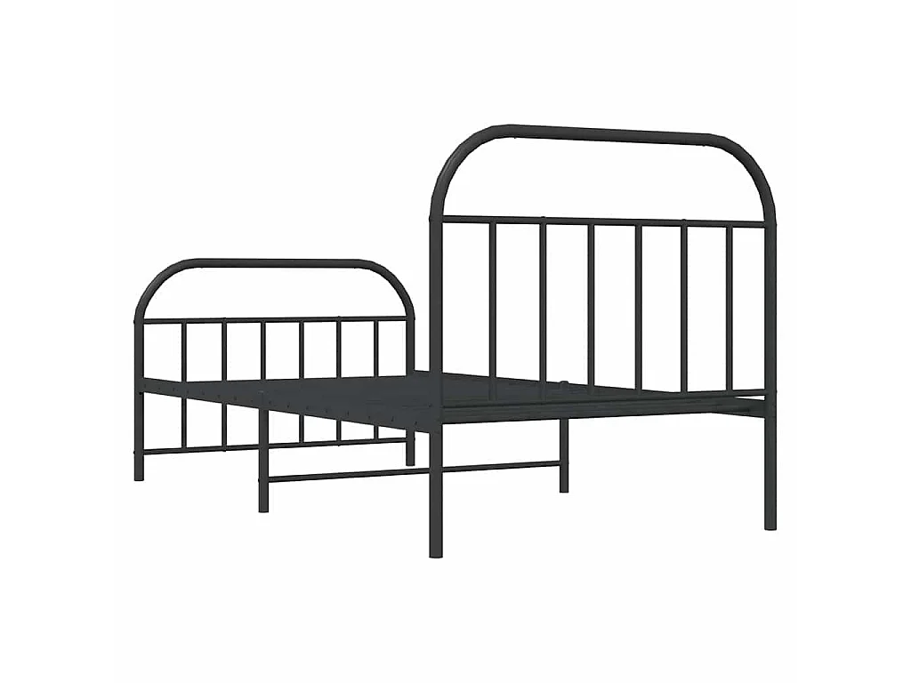 Cadre de lit métal sans matelas avec pied de lit noir 100x190cm