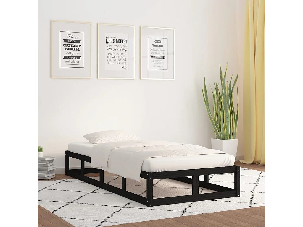 Massivholzbett Schwarz 75x190 cm
