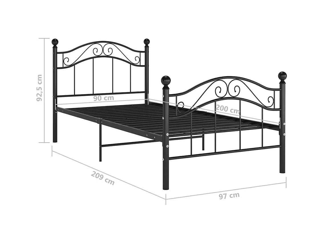 Bett Schwarz Metall 90x200 cm