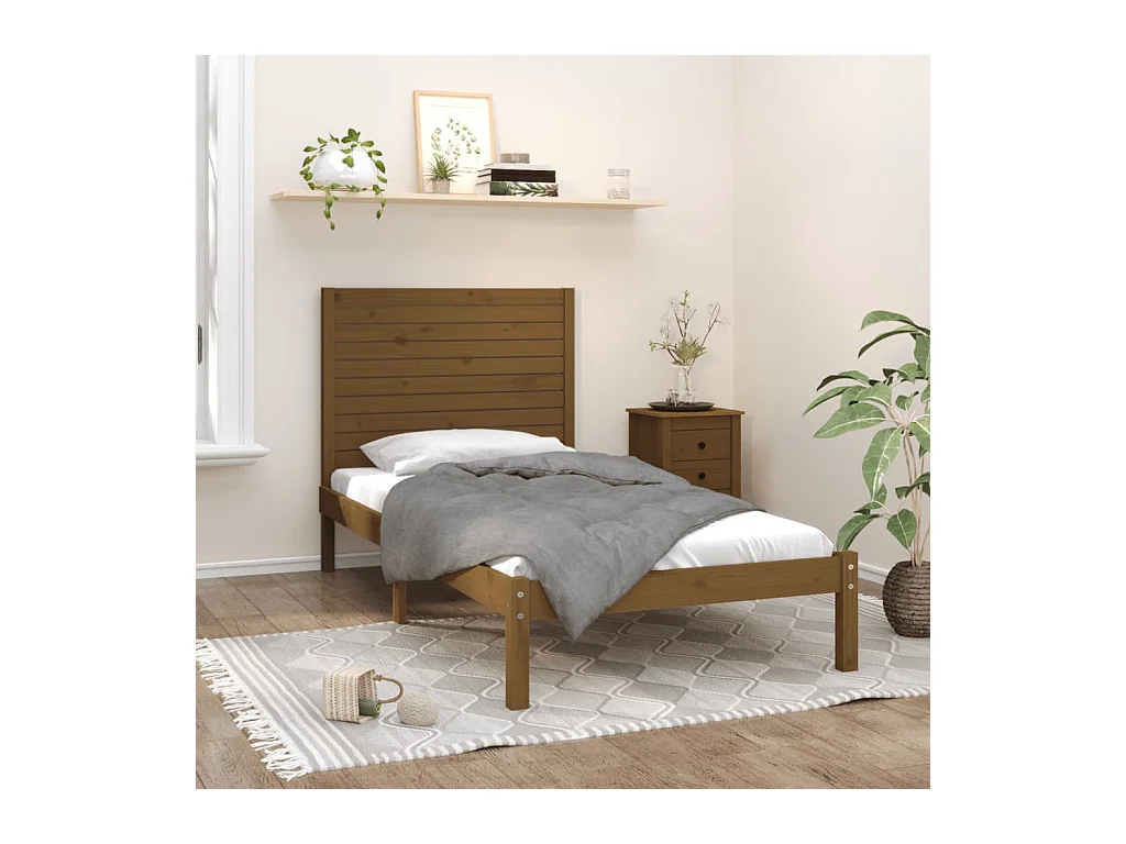 Cadre de lit sans matelas marron miel 100x200 cm bois massif