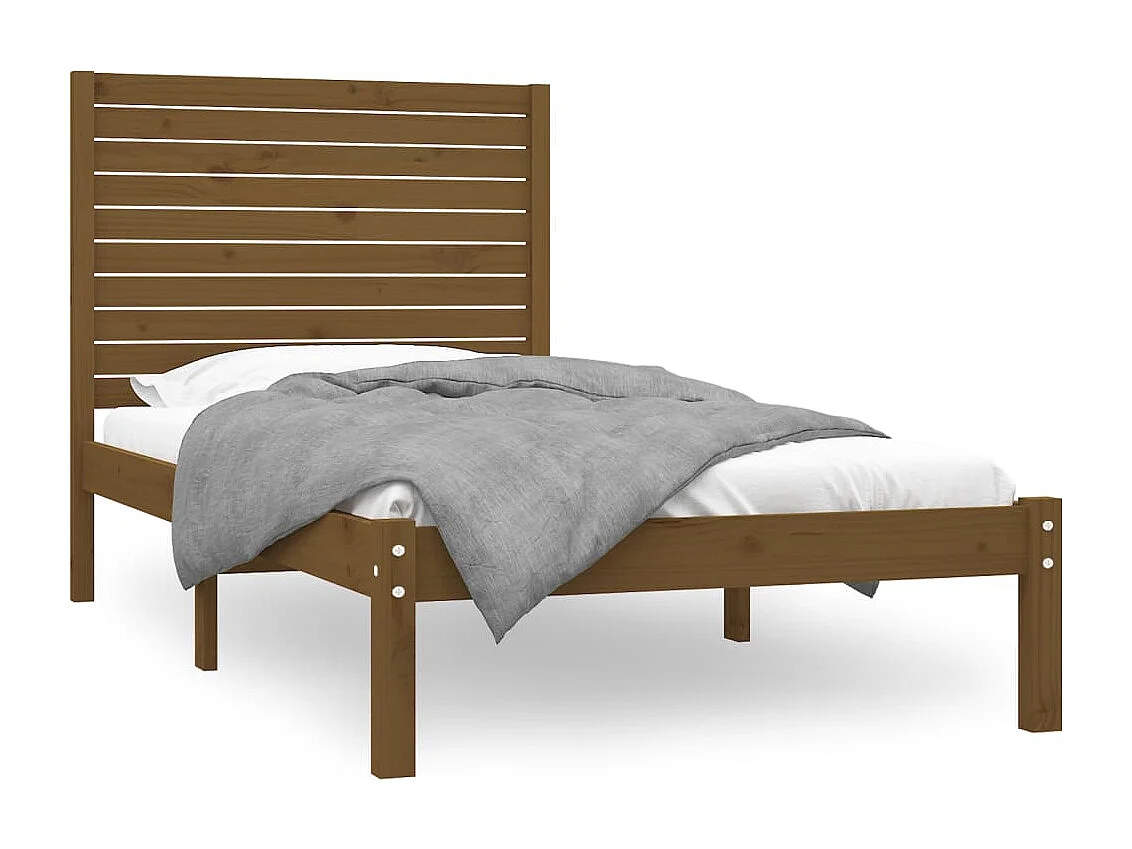 Estrutura de cama 100x200 cm madeira maciça castanho mel