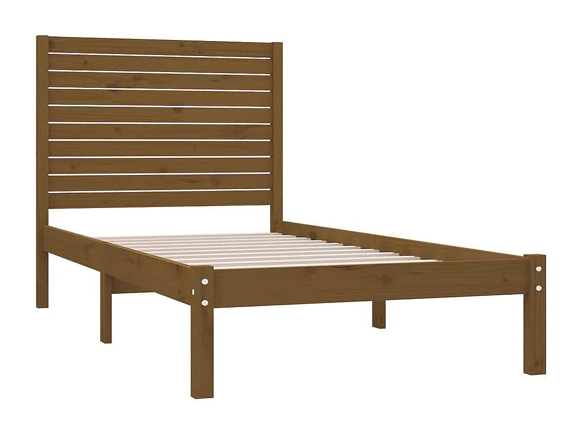 Estrutura de cama 100x200 cm madeira maciça castanho mel