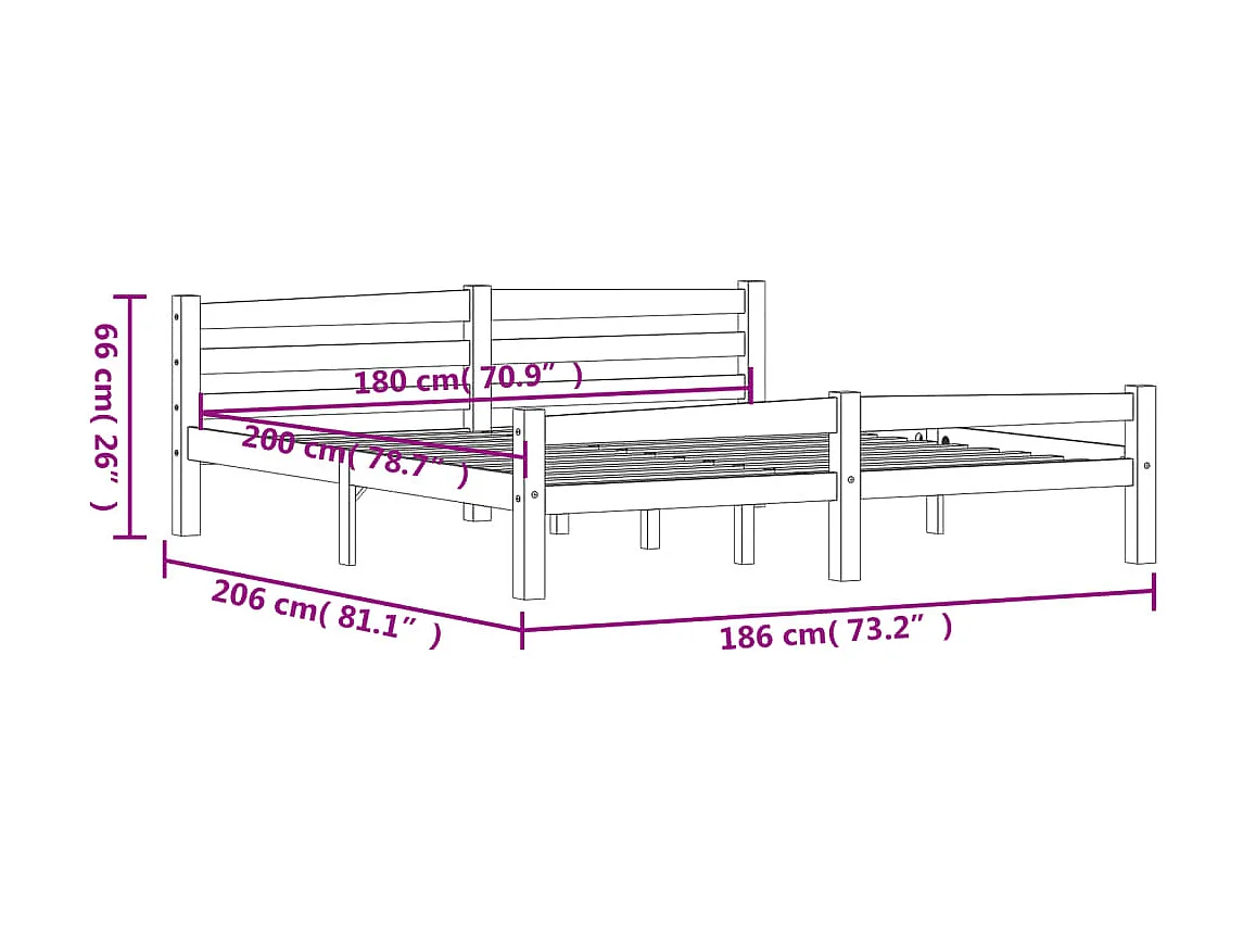 Bedframe massief grenenhout 180x200 cm