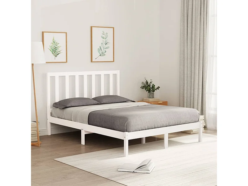 Bedframe massief hout wit 120x200 cm