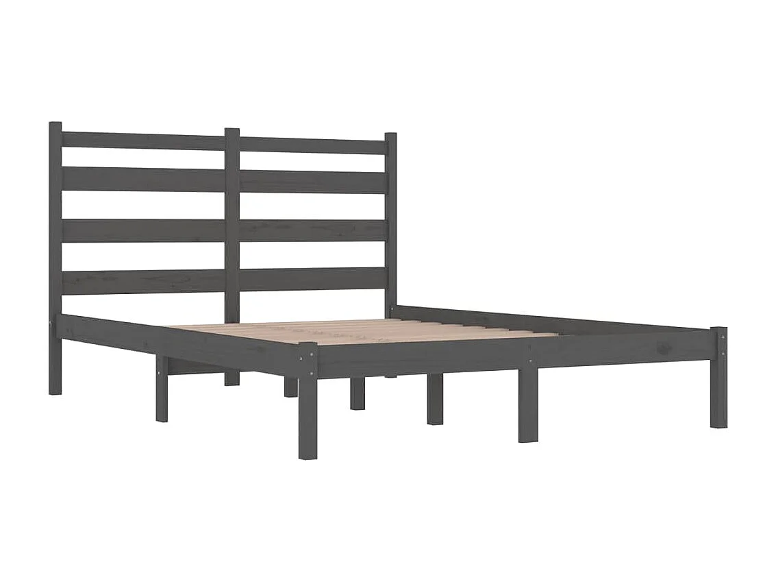 Estrutura de cama casal 135x190 cm pinho maciço cinza