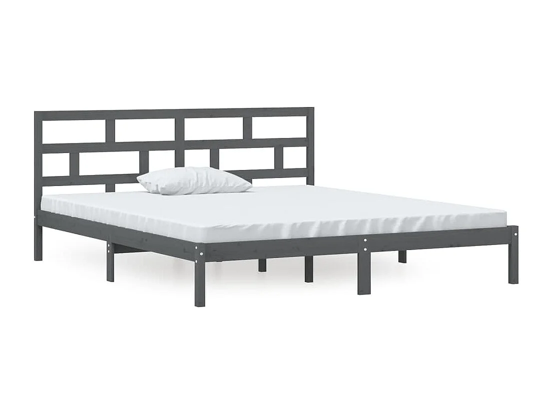 Bedframe massief hout grijs 135x190 cm