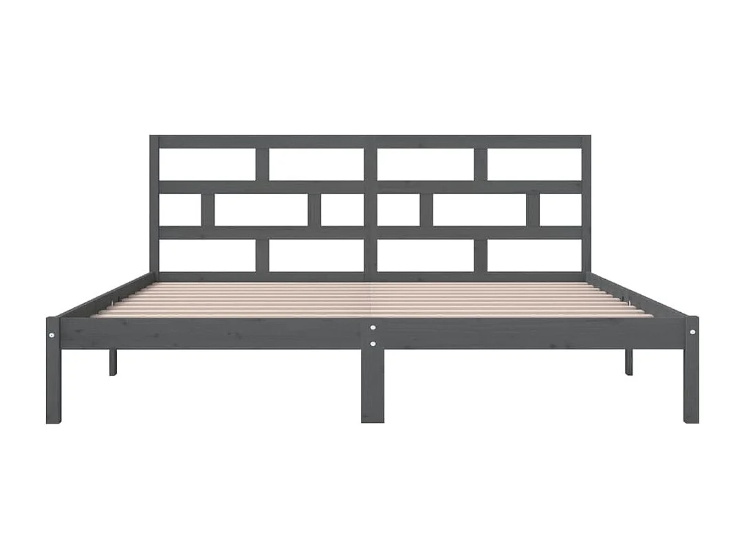 Bedframe massief hout grijs 135x190 cm