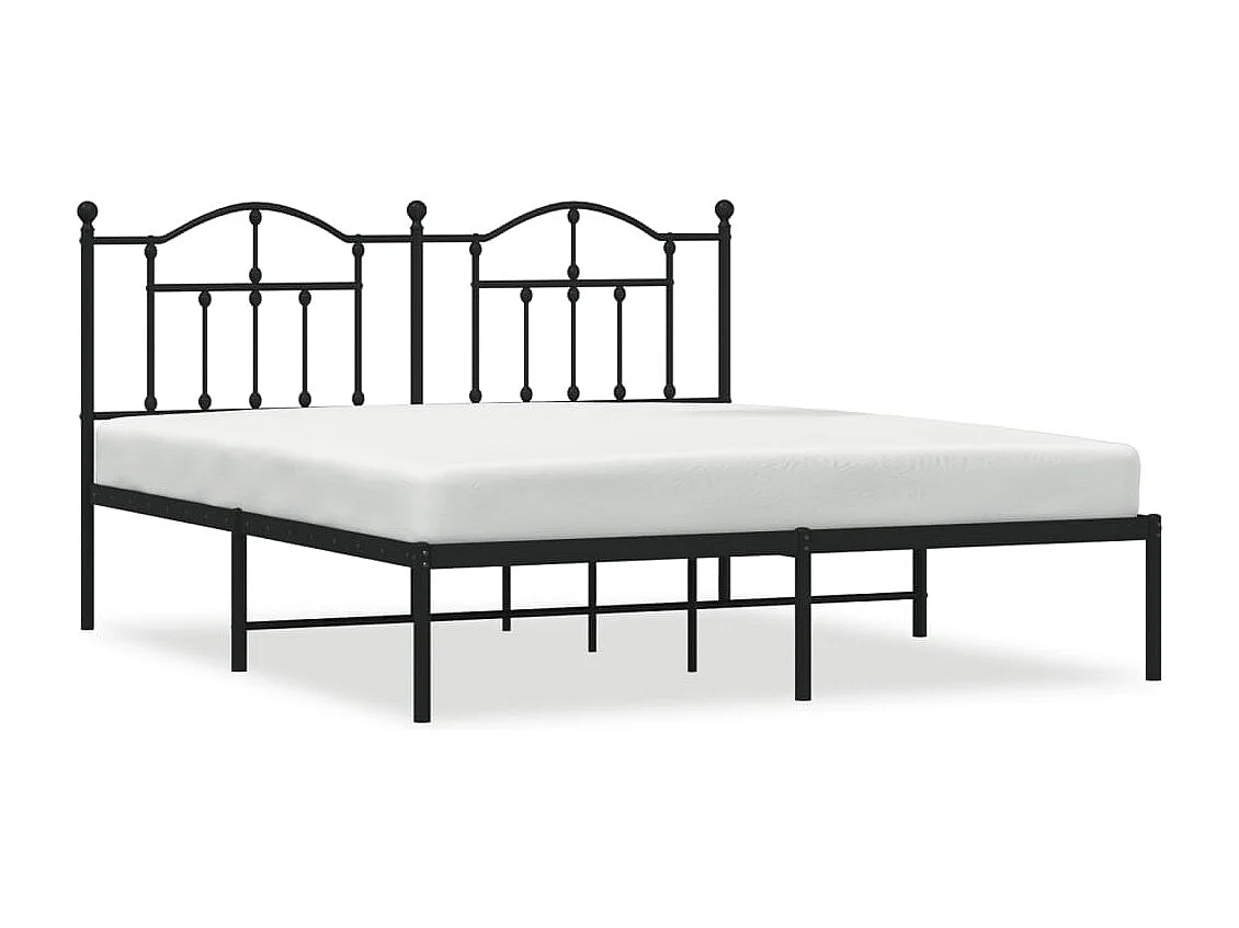 Estrutura de cama com cabeceira 160x200 cm metal preto