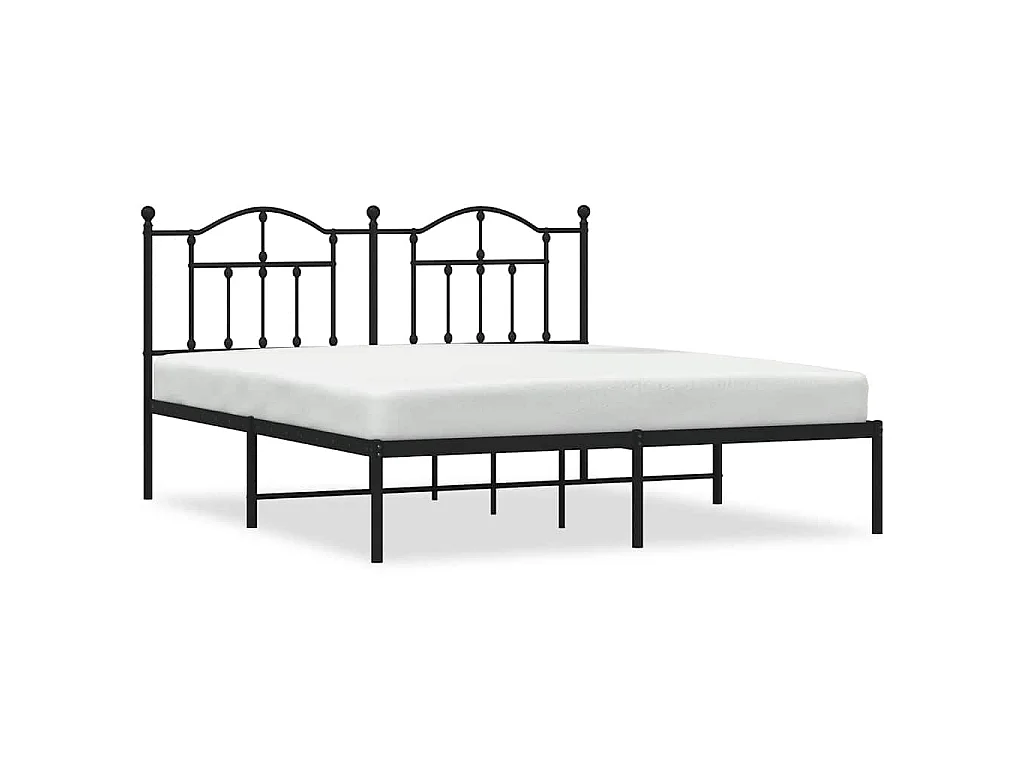 Estructura cama sin colchón con cabecero metal negro 160x200 cm