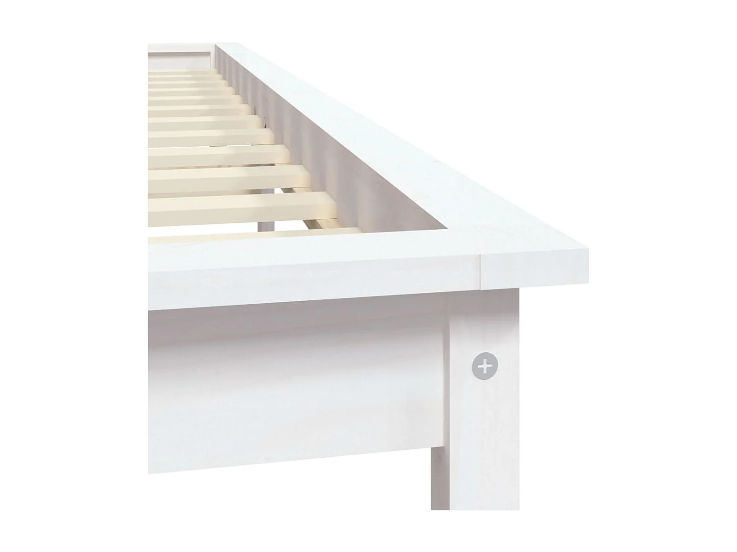 Cadre de lit sans matelas blanc bois massif