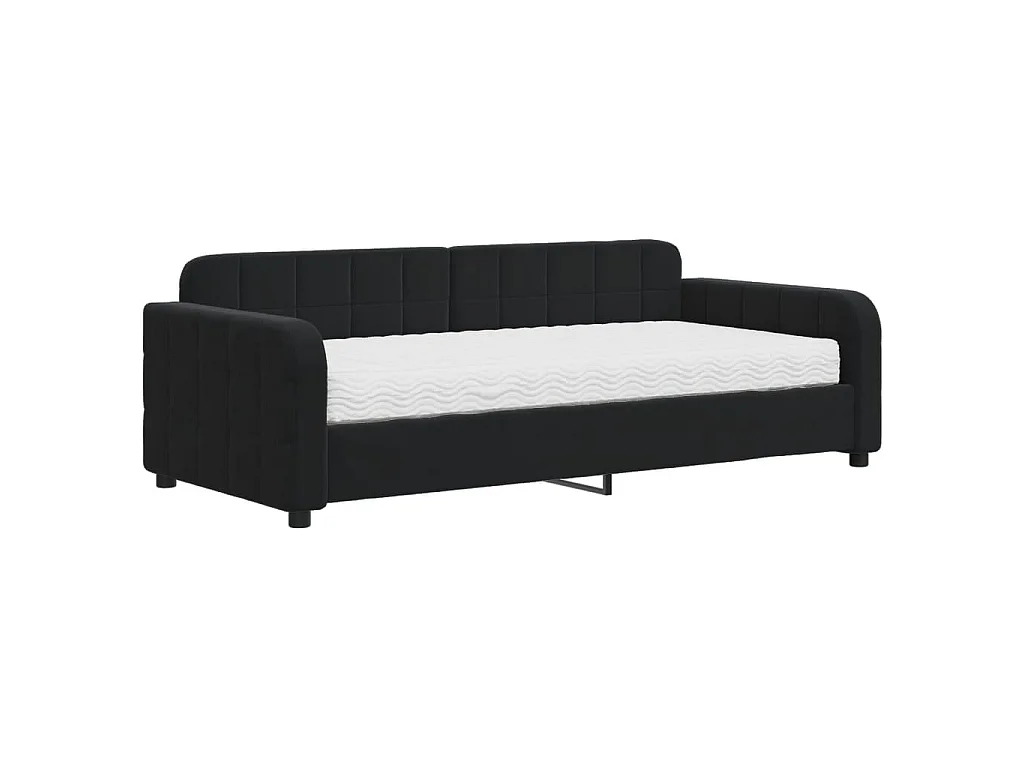 Slaapbank met matras 90x190 cm fluweel zwart