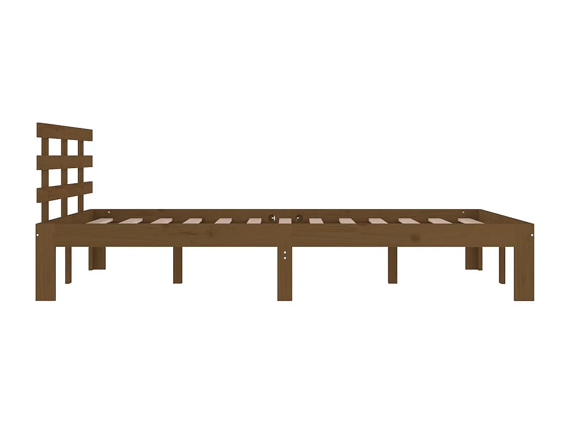 Cadre de lit sans matelas marron miel bois massif 150x200 cm