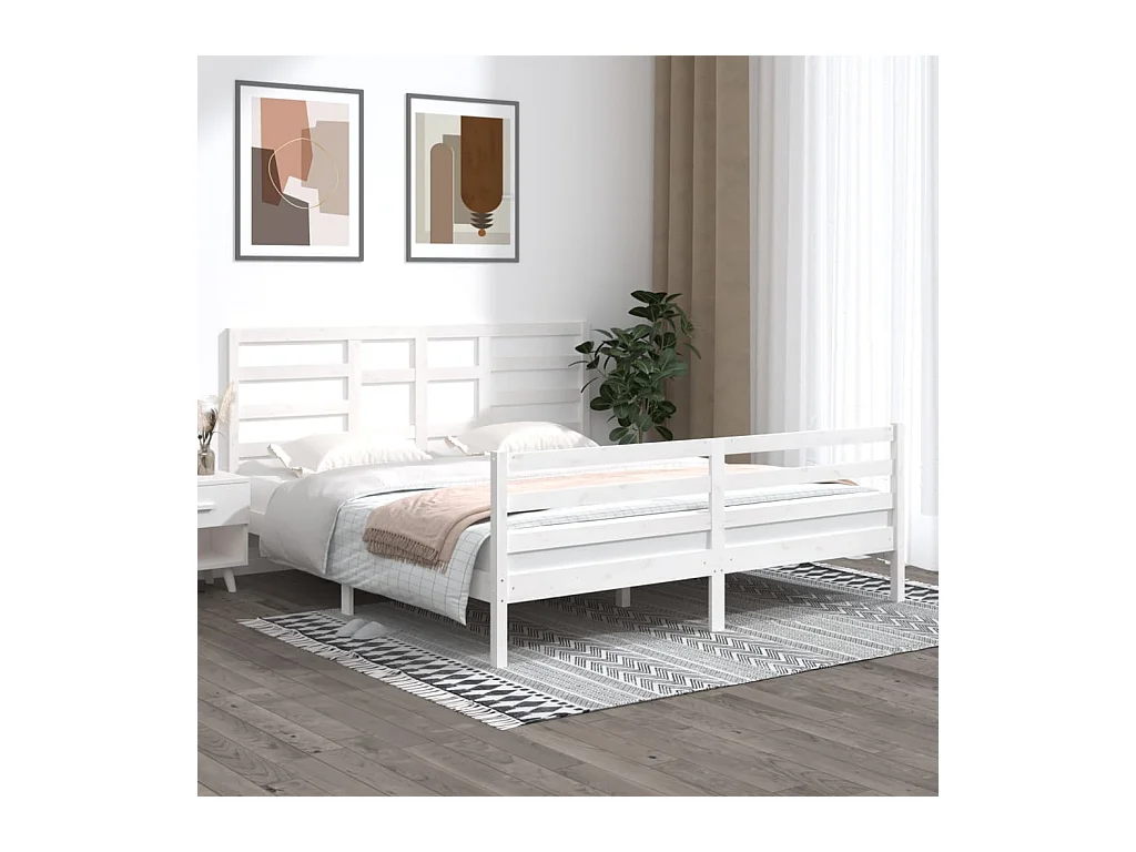 Bedframe massief hout wit 180x200 cm