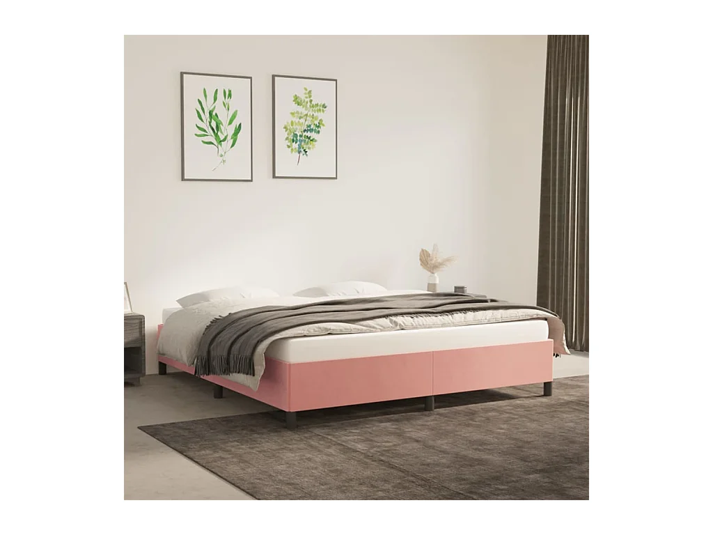 Cadre de lit sans matelas rose 180x200 cm velours