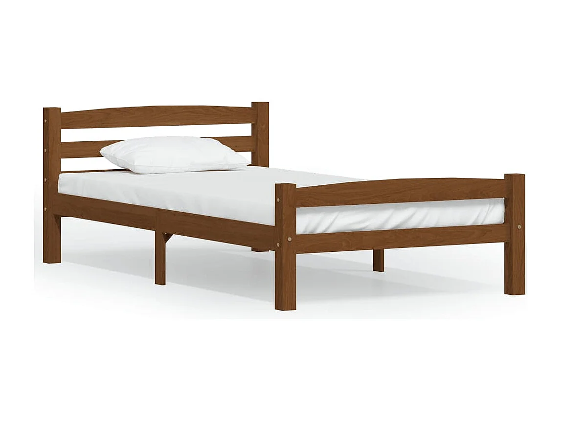 Cadre de lit sans matelas marron miel pin massif 100x200 cm