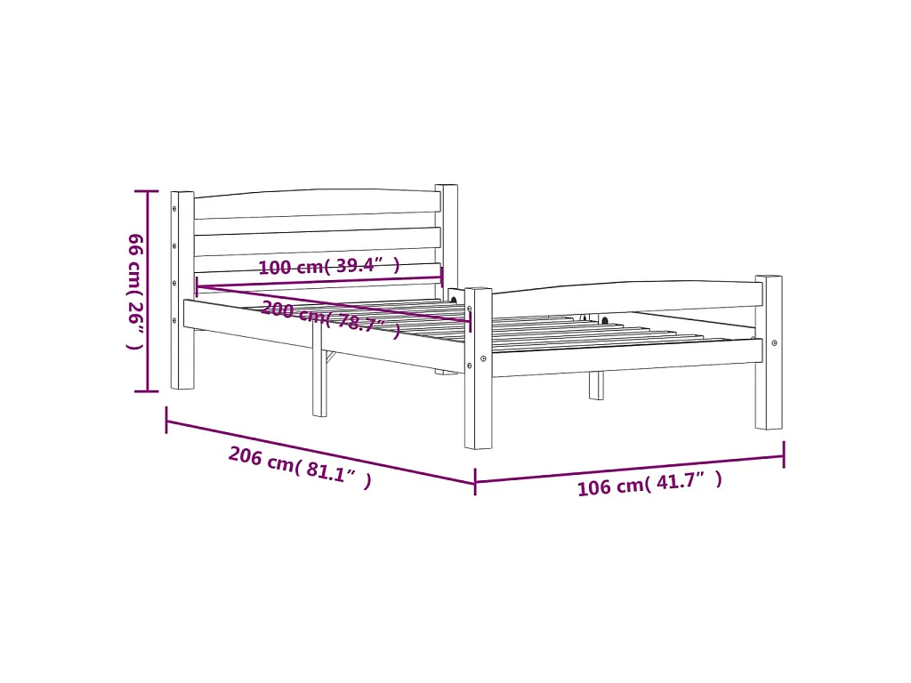 Massivholzbett Honigbraun Kiefer 100x200 cm