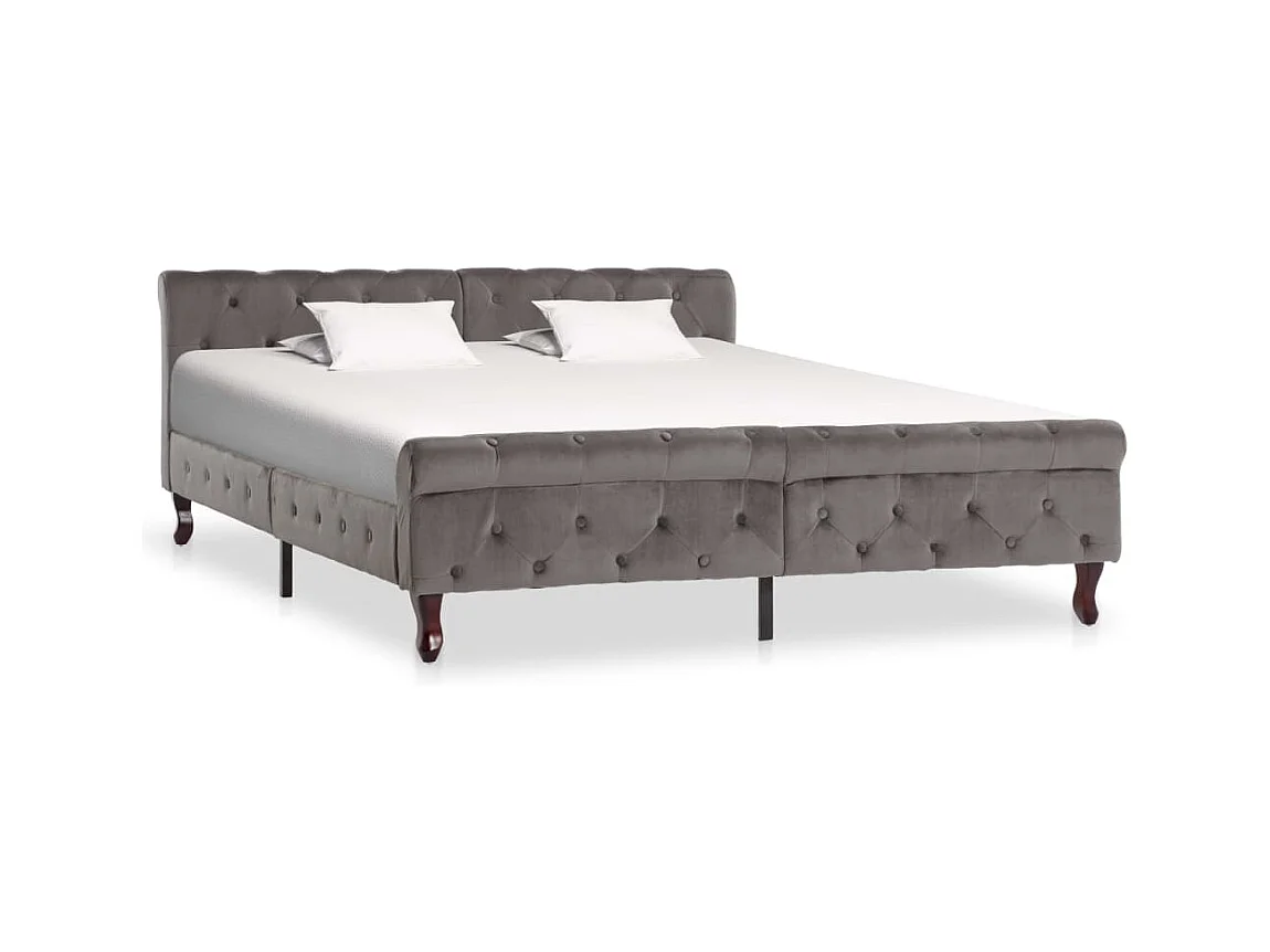 Cadre de lit sans matelas gris velours 160x200 cm
