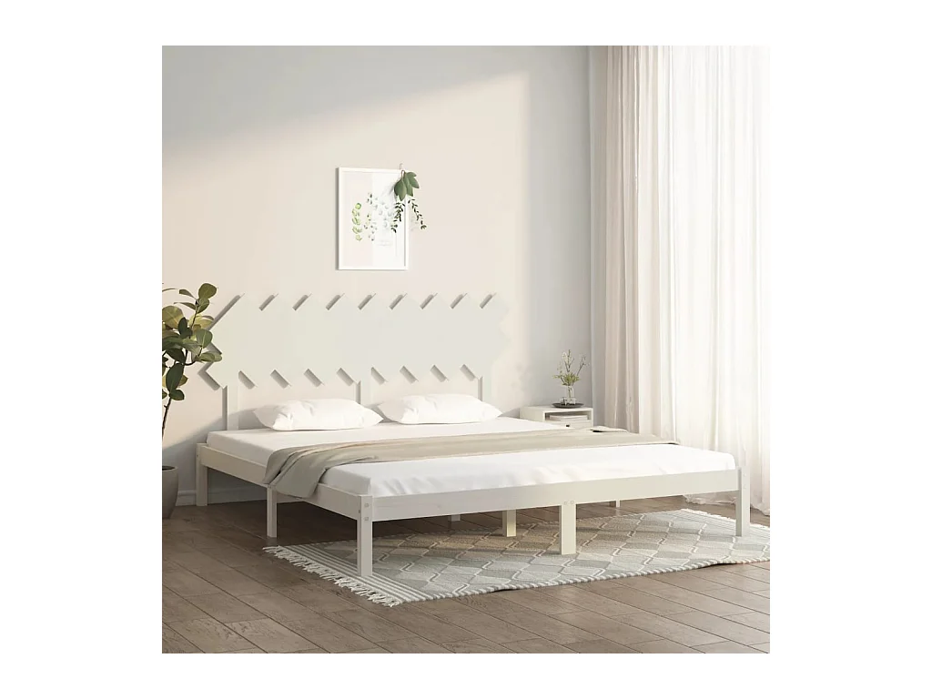 Cadre de lit sans matelas blanc 180x200 cm bois massif