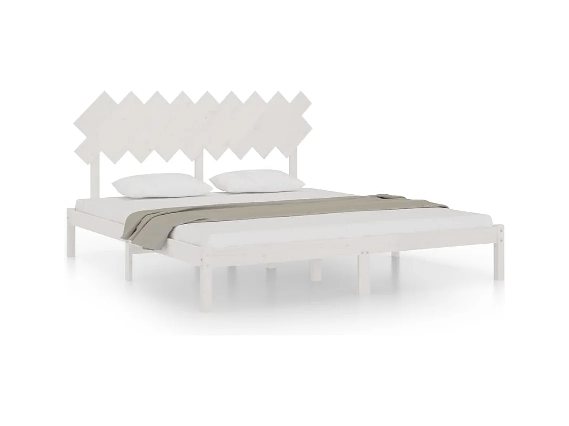 Bedframe massief hout wit 180x200 cm