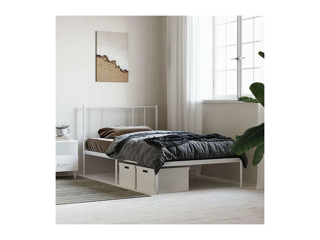 Giroletto con Testiera Metallo Bianco 107x203 cm