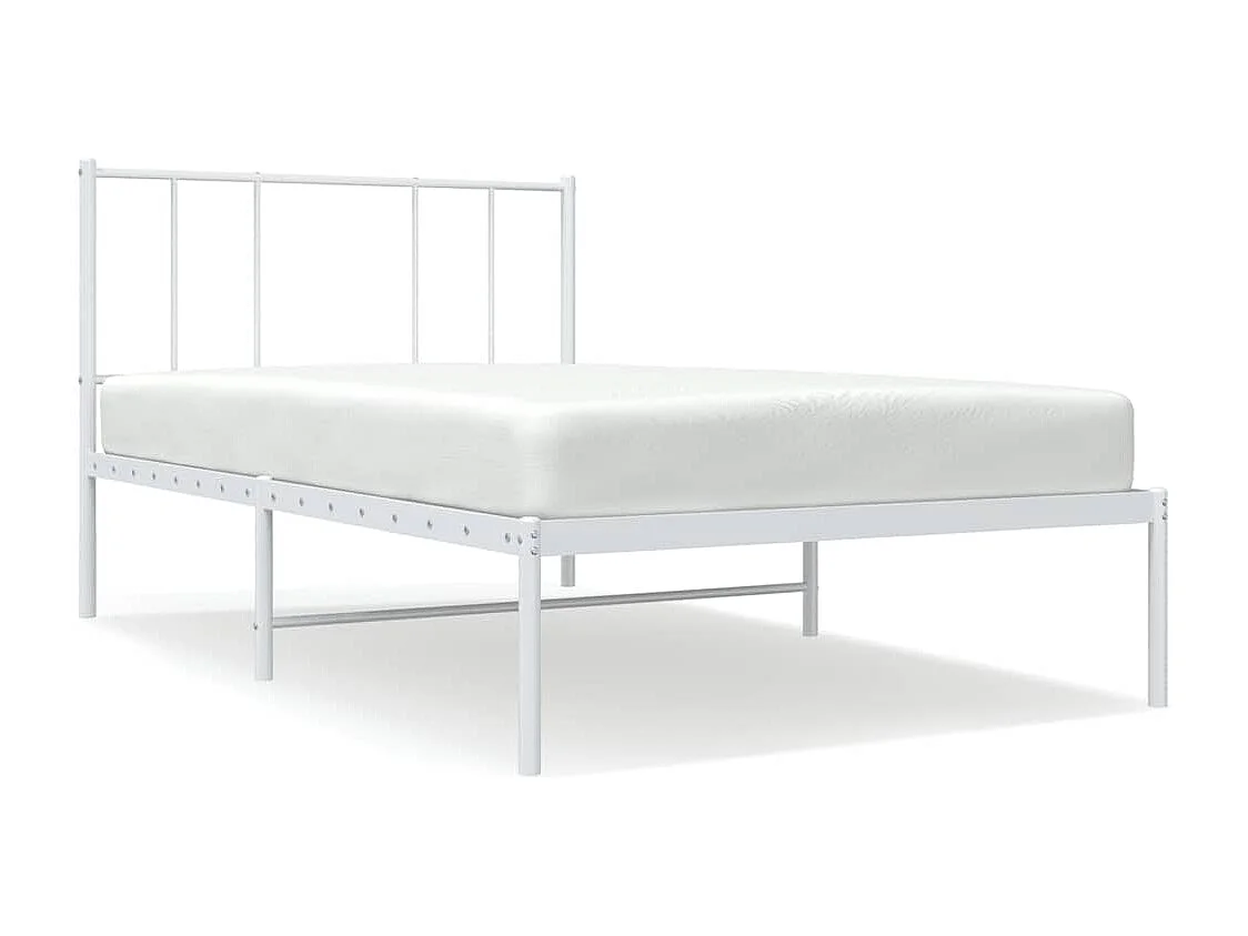 Bettgestell mit Kopfteil Metall Weiß 107x203 cm