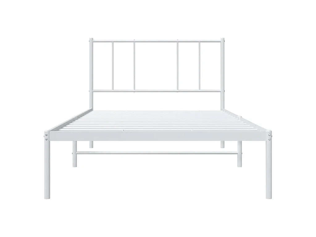 Cadre de lit métal sans matelas et tête de lit blanc 107x203 cm