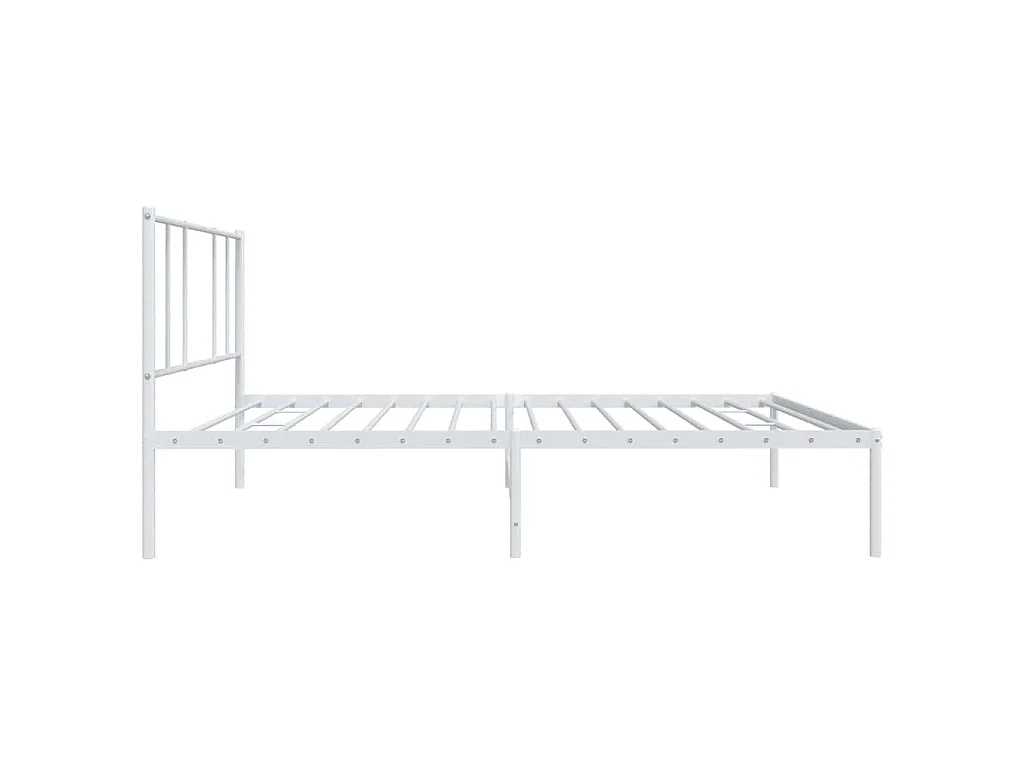 Cadre de lit métal sans matelas et tête de lit blanc 107x203 cm