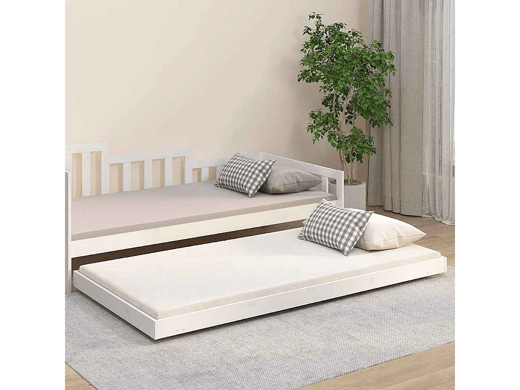 Cadre de lit sans matelas blanc 100x200 cm bois de pin massif