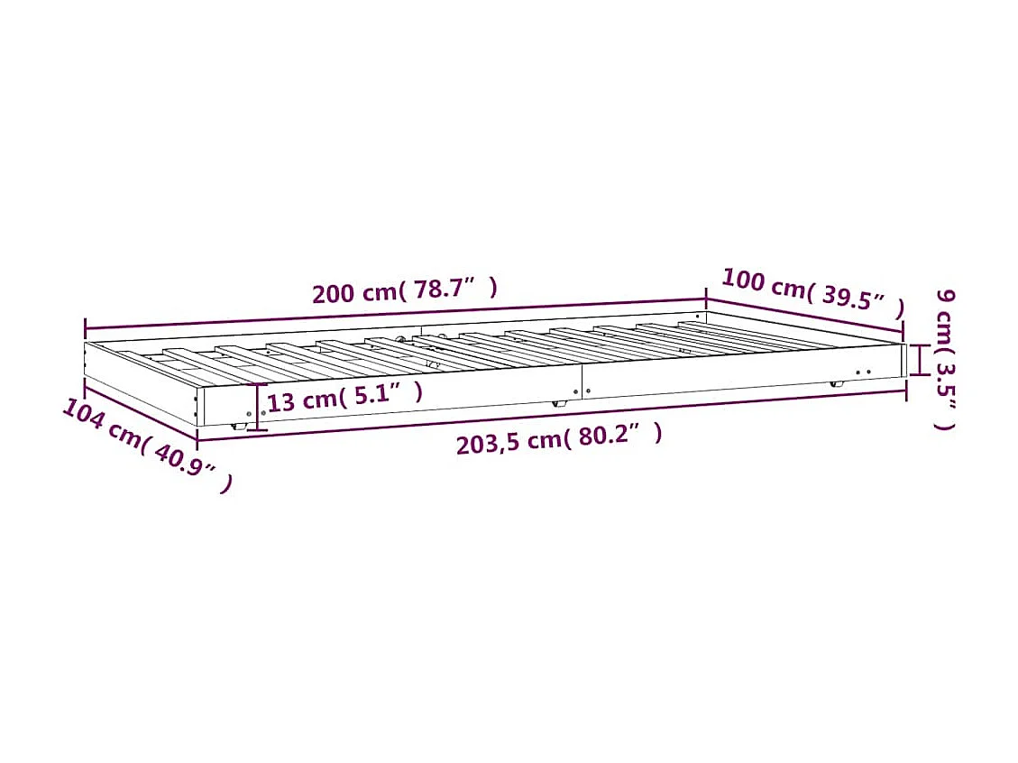 Cadre de lit sans matelas blanc 100x200 cm bois de pin massif