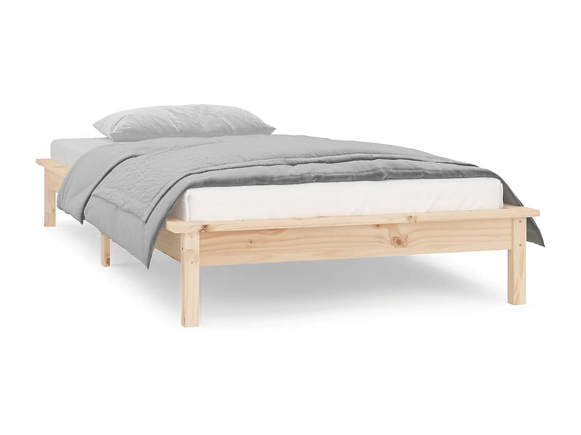 Bedframe LED massief hout 90x190 cm