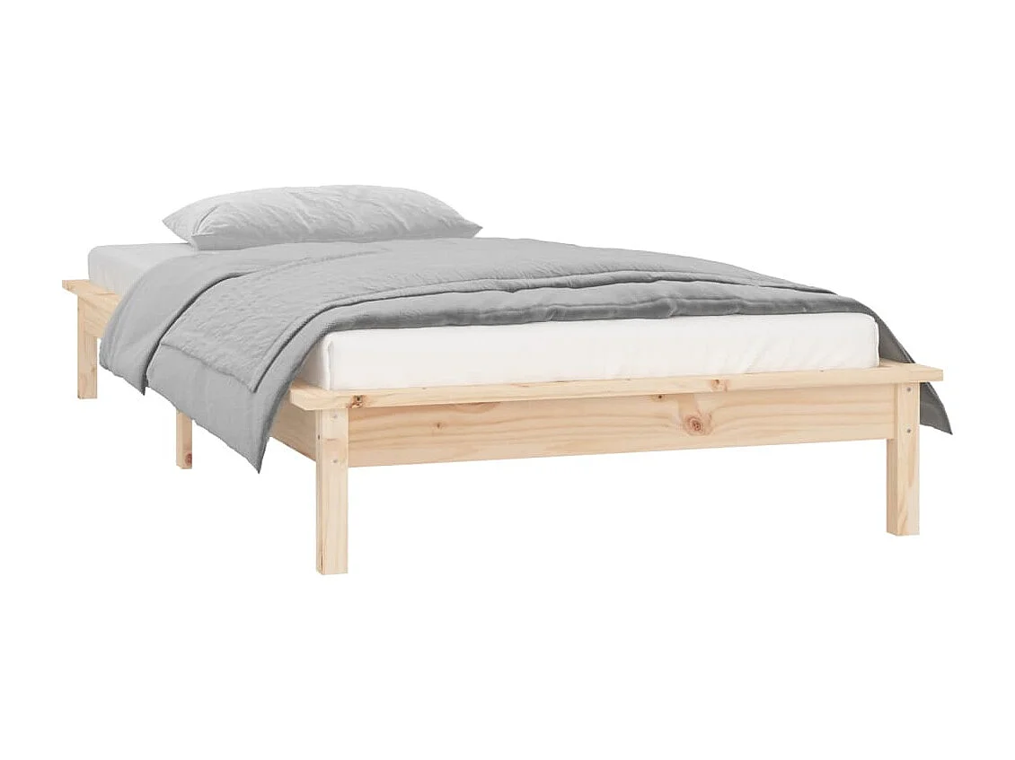 Bedframe LED massief hout 90x190 cm