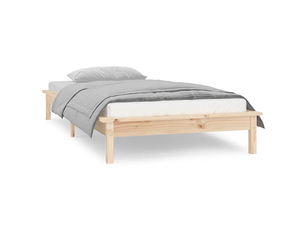 Cadre de lit à LED sans matelas 90x190 cm bois massif